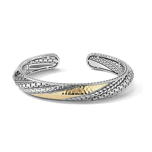 JAI Sterling Silver & 14K Gold Hammered Artisan Hi | Silver Bracelets