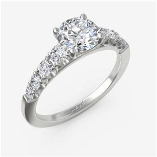 Tapered Down U-Prong Diamond Shank Cathedral 4 Prong Engagement Ring Semi-Mount