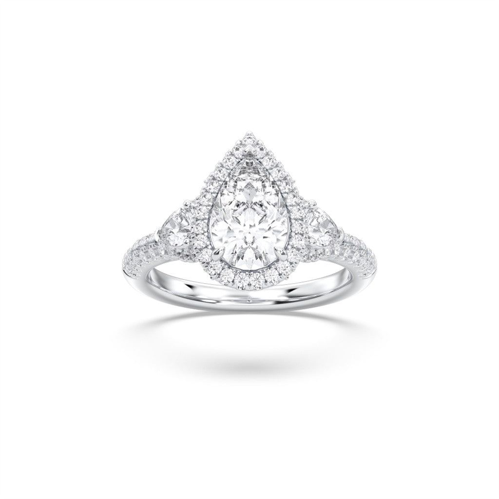 Pear-Shaped Lab-Grown Diamond Wedding Set – 14K White Gold