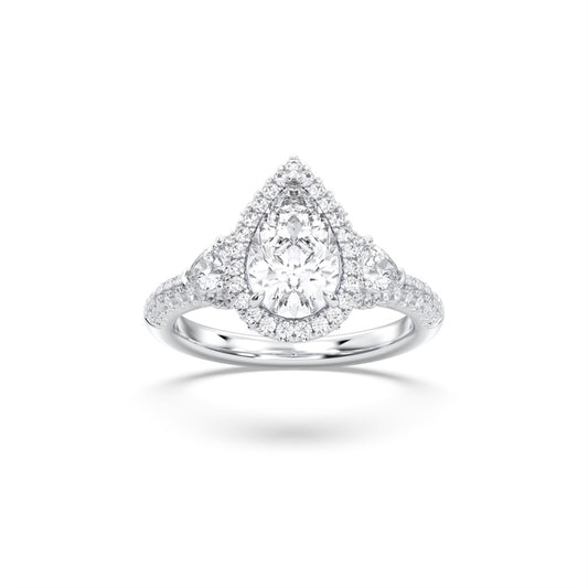 Pear-Shaped Lab-Grown Diamond Wedding Set – 14K White Gold