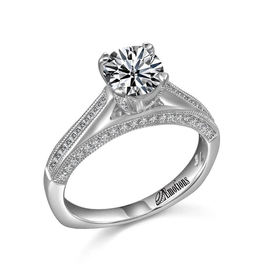 Modern Solitaire Ring with .51Ct Diamonds Semi-Mount