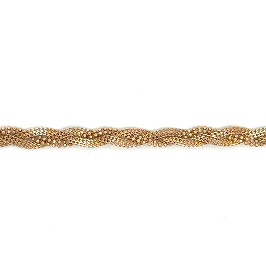 14K Yellow Gold 7.75" Braided Bracelet 4.39g