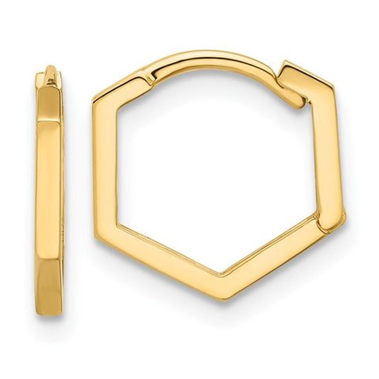 Elegant 14K Yellow Gold Polished Geometric Hoop Earrings