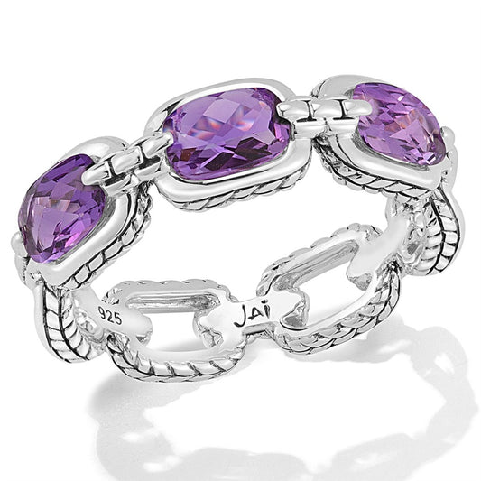 JAI Sterling Silver Statement Link & Multi Gemston | Silver Rings