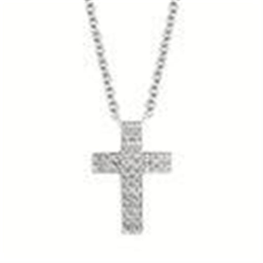 Diamond Cross Necklace in Sterling Silver