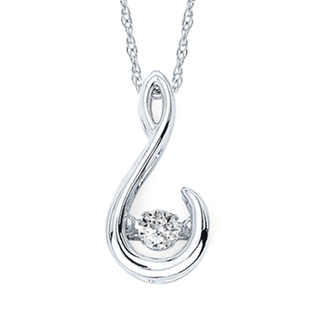 Sterling Silver .05CTW Shimmering Diamond Pendant 18"