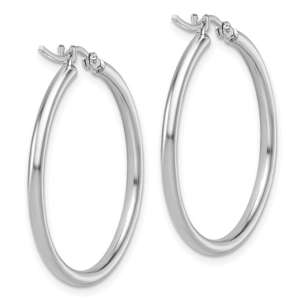 Classic 14K White Gold Polished Hoop Earrings