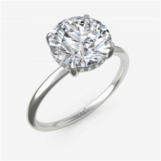 Engagement Ring with Hidden Halo and Plain Shank - 1.5mm Wide Shank Semi-Mount