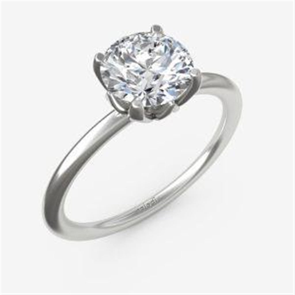 Shield Motif Head Half Round Shank Solitaire Engagement Ring Semi-Mount