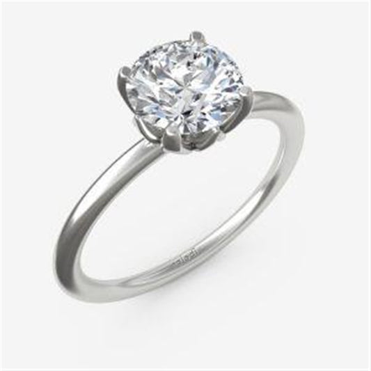 Shield Motif Head Half Round Shank Solitaire Engagement Ring Semi-Mount