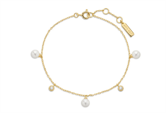 Gold Shell Pearl & Sparkle Drop Station Bracelet | Parker Jewelers Carlisle PA