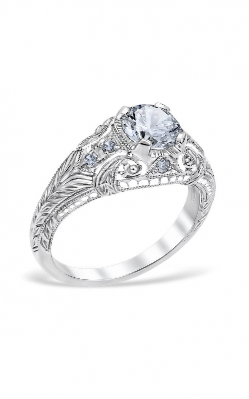 Romanesque Arcade Vintage Gold & Diamond Filigree Engagement Ring Semi-Mount