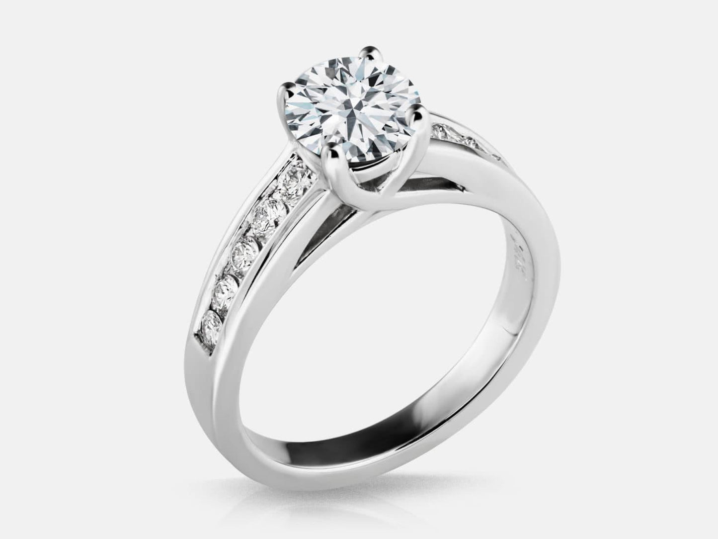 Diamond Channel Shank with Trellis Cathedral Setting Engagement Ring Semi-Mount