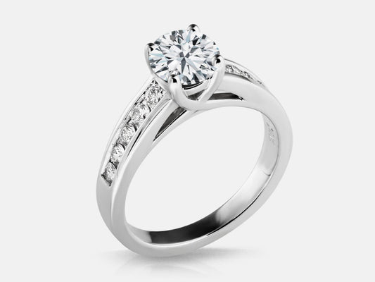 Diamond Channel Shank with Trellis Cathedral Setting Engagement Ring Semi-Mount