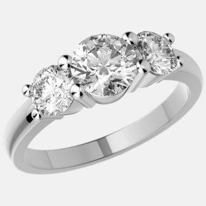 Round Three Stone with Wide Shank Engagement Ring Semi-Mount