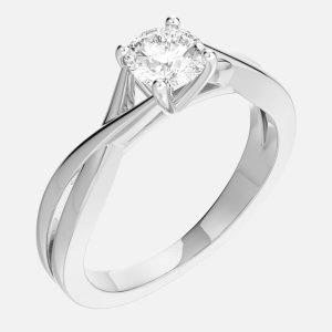 Criss-Cross Split Plain Shank Solitaire Engagement Ring Semi-Mount