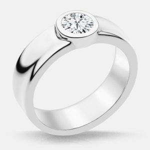 Wide Bezel-Set Solitaire Engagement Ring Semi-Mount