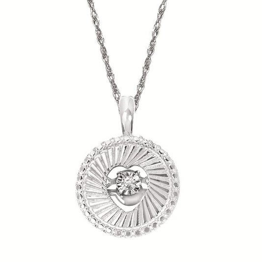 SS .02CTW Shimmering Diamond Disc Heart Pendant