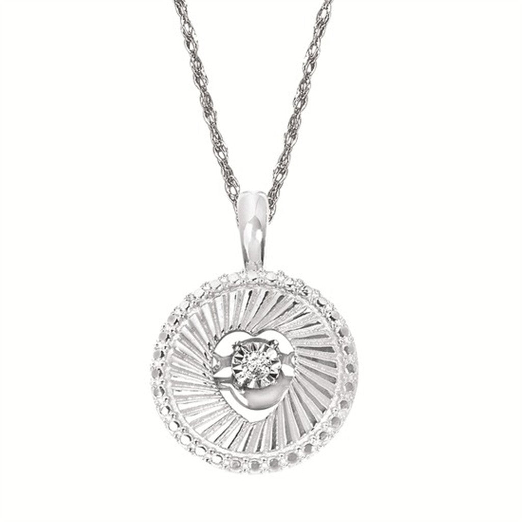 SS .02CTW Shimmering Diamond Disc Heart Pendant