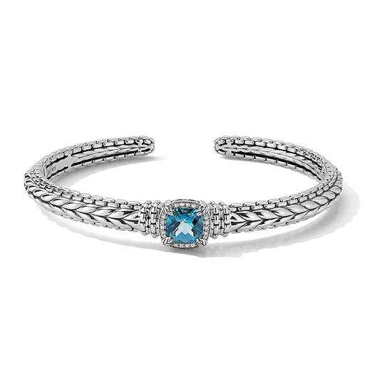 JAI Sterling Silver Diamond & Cushion London Blue  | Silver Bracelets
