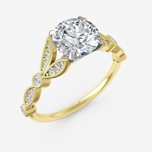 Bezel Set Millgrain Diamond Semi-Mount Engagement Ring