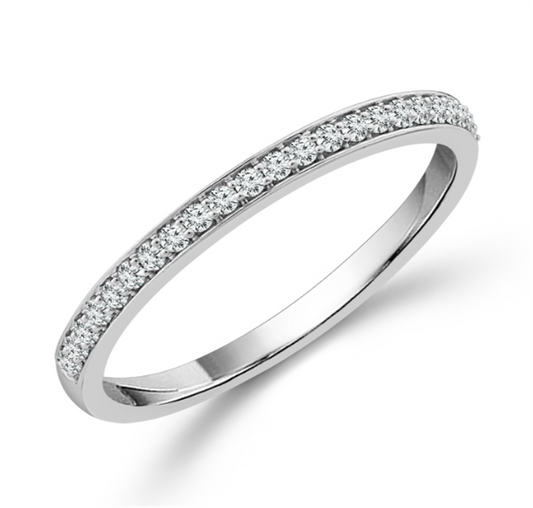14K White Gold .17CTW Diamond Band with 28 Round Brilliant Cut Diamonds Size 7