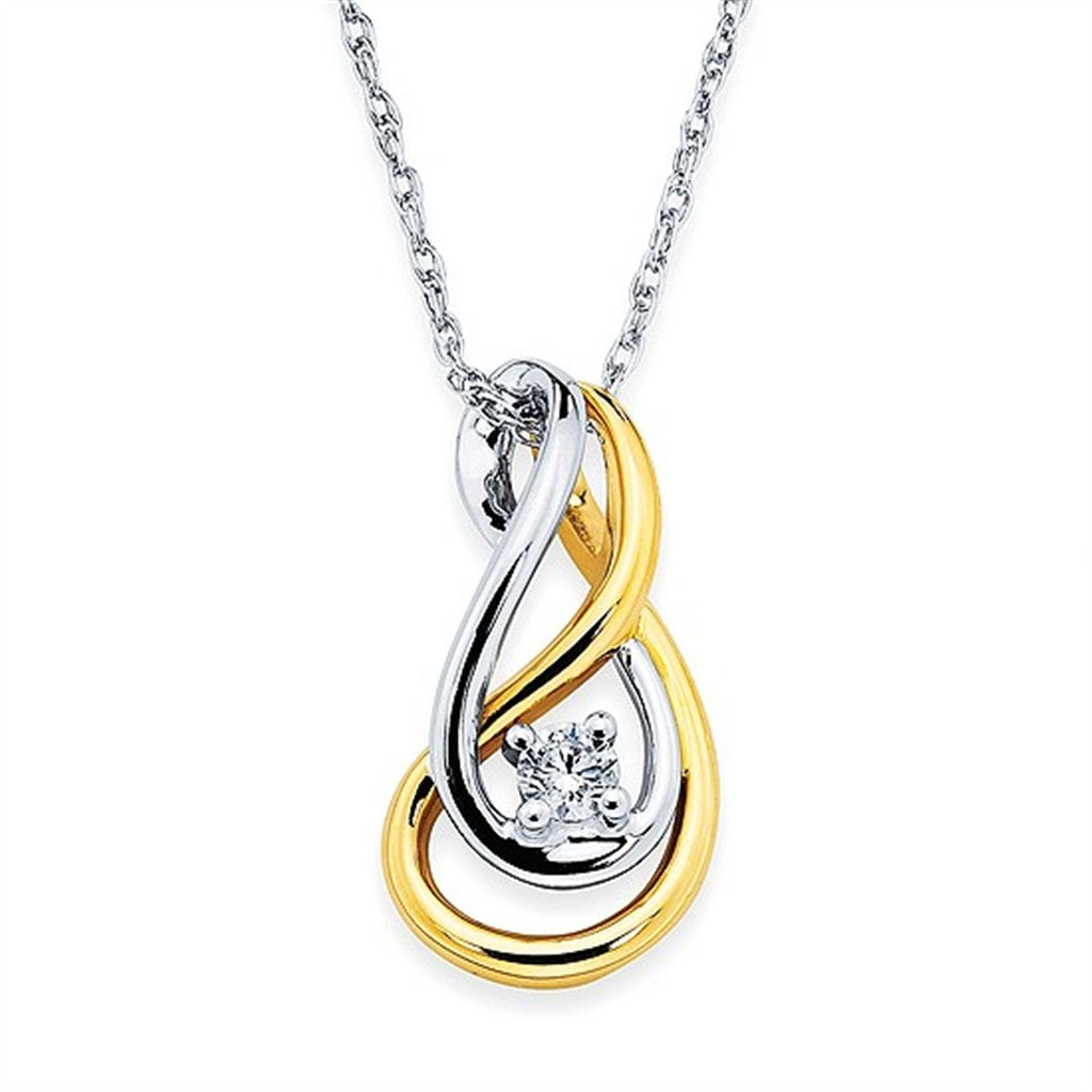 1/10 Ct. Diamond Twisted Infinity Pendant in 14K Two Tone Gold with 18" Chain