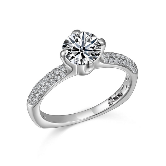 Elegant Pave Diamond Solitaire Ring Semi Mount
