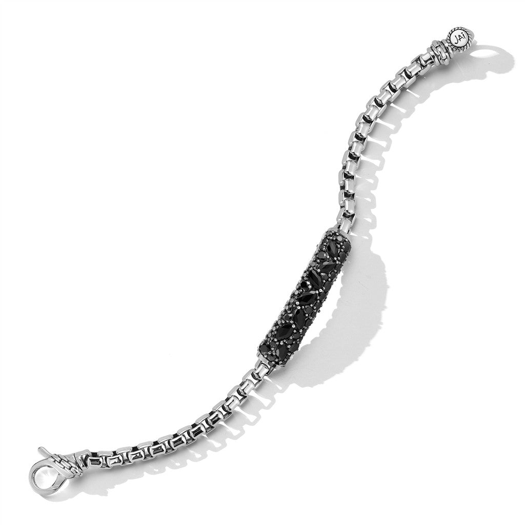 JAI Sterling Silver Multi Gemstone Box Chain Brace | Silver Bracelets