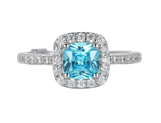 ELLE Radiance Cushion Cut CZ Halo Ring