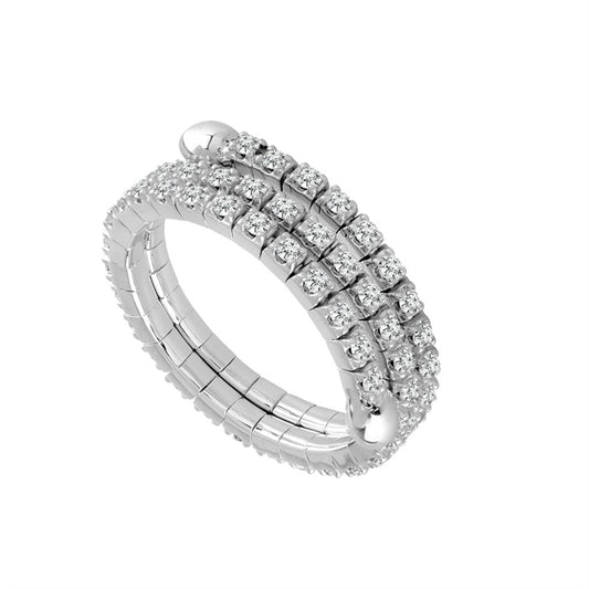 14K White Gold 1CTW Flexi Ring with All Round Brilliant Cut Diamonds in 4 Prong Set