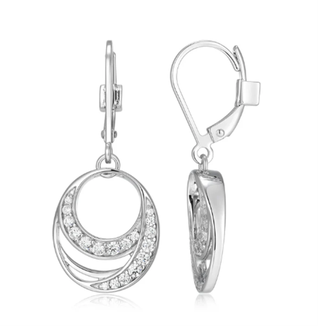 ELLE Between Elements Leverback Drop Earrings – Rhodium-Plated Sterling Silver