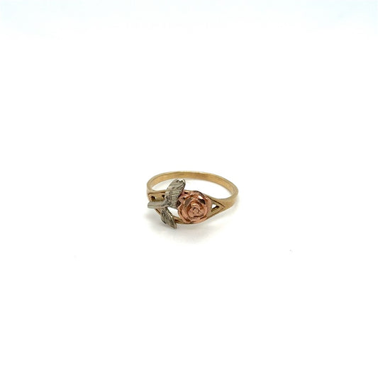 10K Tri-Color Gold Rose Design Ring
