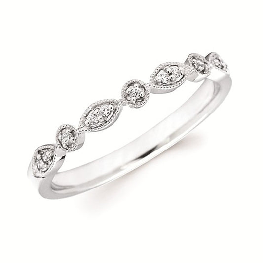 14KWG Teardrop & Round Diamond Stacking Band â€“ .06CTW Vintage Charm