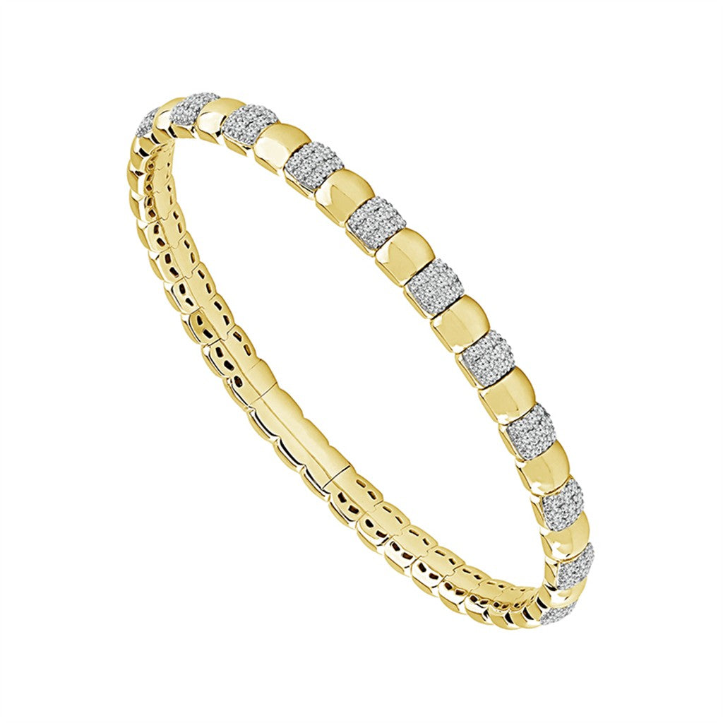 14K Yellow Gold 1CTW Natural Diamond Flexie Bangle