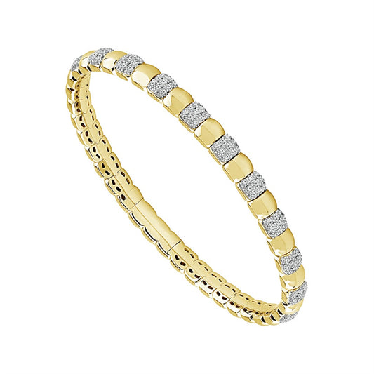 14K Yellow Gold 1CTW Natural Diamond Flexie Bangle