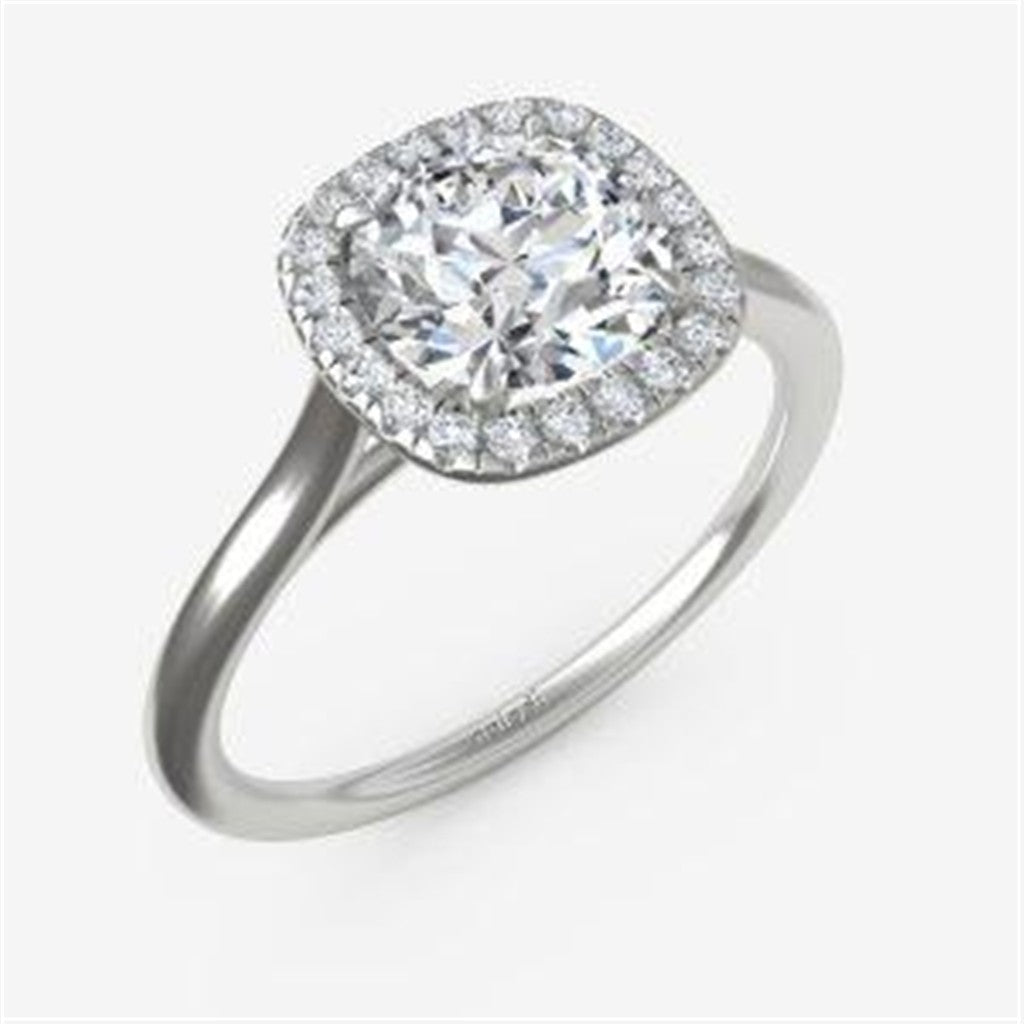 Basic Delicate Halo with Plain Cathedral Shank Engagement Ring Semi-Mount