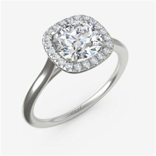 Basic Delicate Halo with Plain Cathedral Shank Engagement Ring Semi-Mount