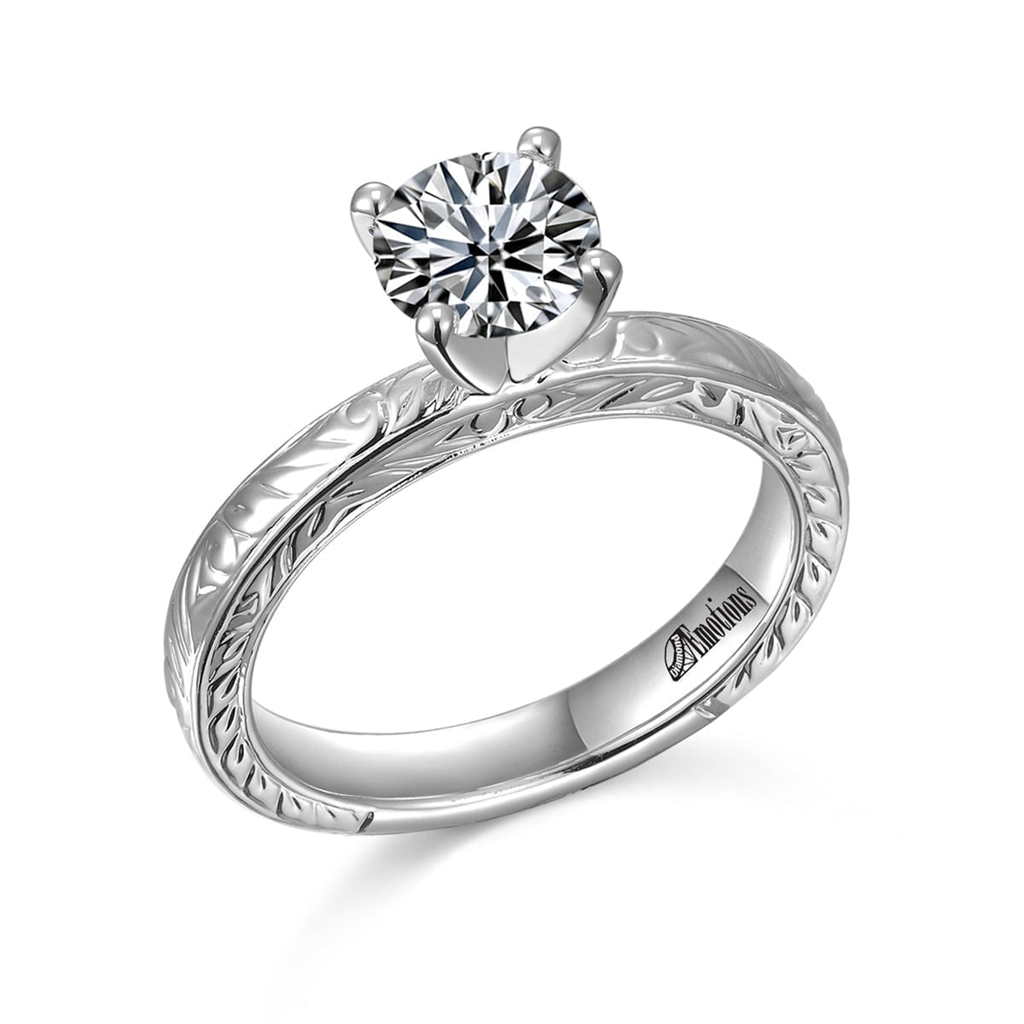 Hand-Carved Solitaire Ring Semi-Mount