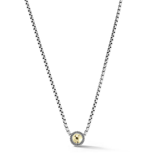 JAI Sterling Silver & 14K Gold Hammered Disk 3.7mm | Silver Necklaces