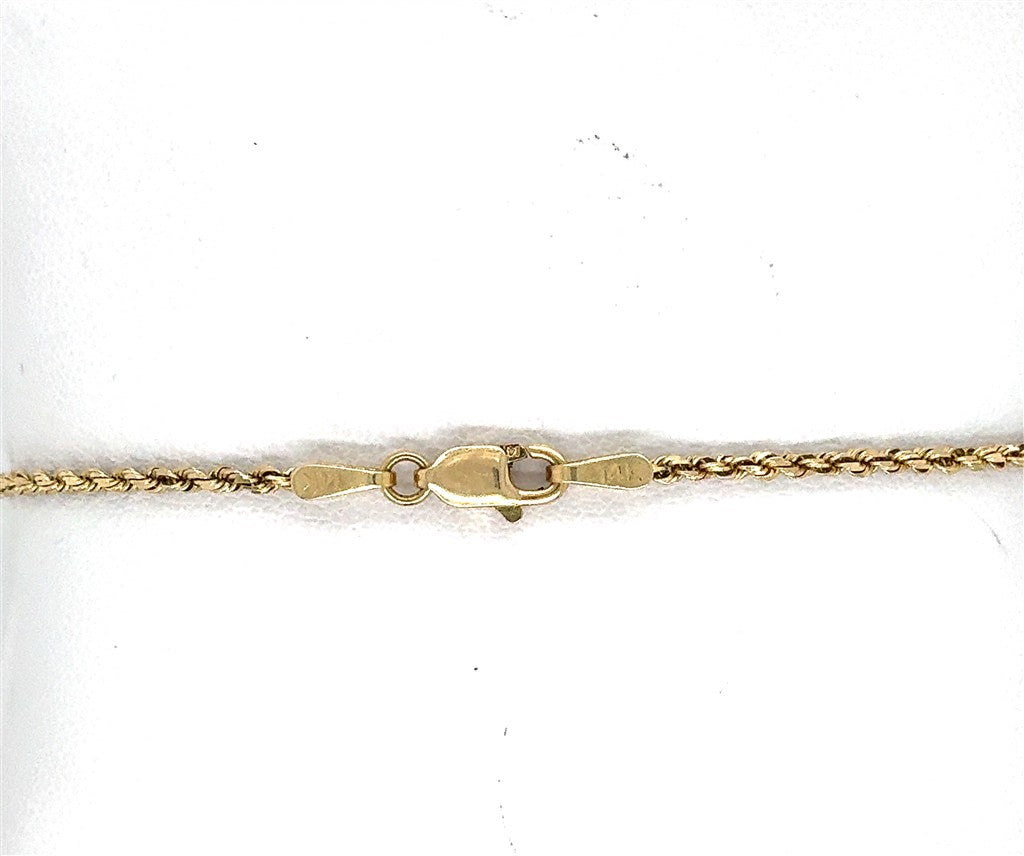 14K Yellow Gold Rope Chain Bracelet – 7"
