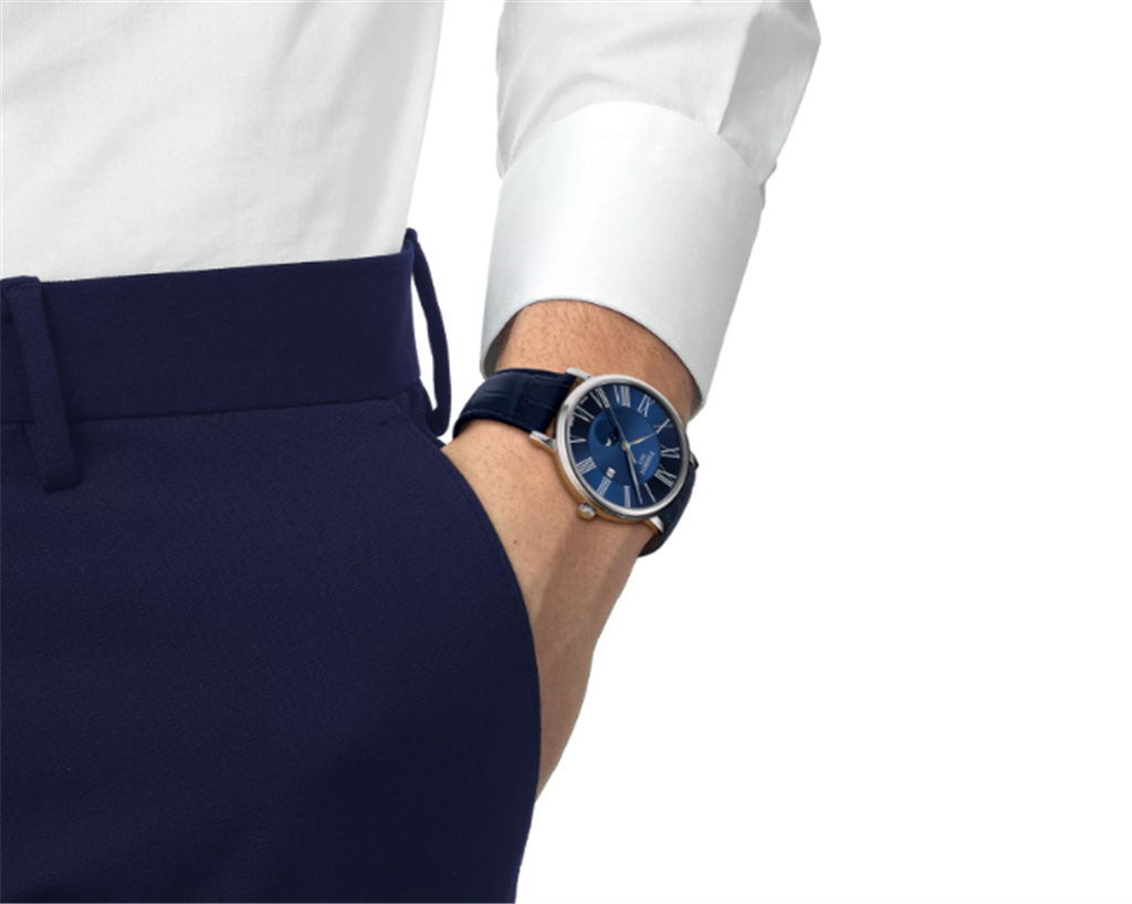 Tissot Carson Moonphase Blue Dial 40mm Quartz Watch