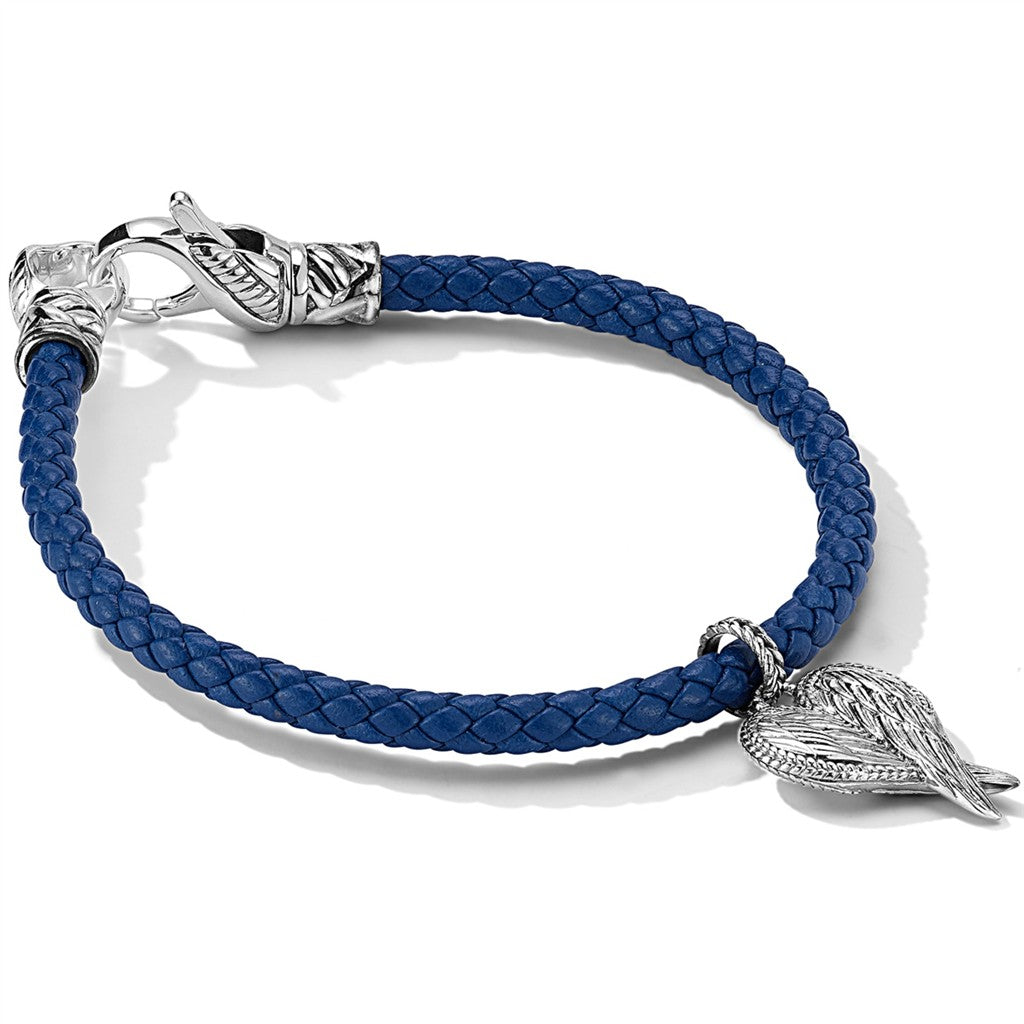 JAI Sterling Silver 4mm Woven Ocean Blue Leather W | Silver Bracelets