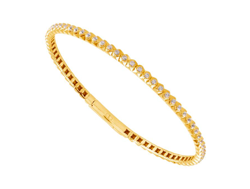 14K Yellow Gold .90CTW Flexie Bangle with 65 Round Brilliant Cut Diamonds 6.85"