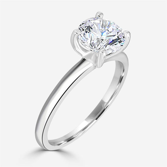 Scooped Head Solitaire 1.5mm Wide Shank Engagement Ring Semi-Mount