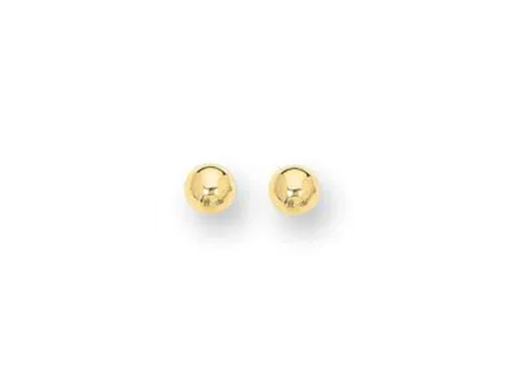 14K Yellow Gold 6MM High Polished Ball Stud Earrings