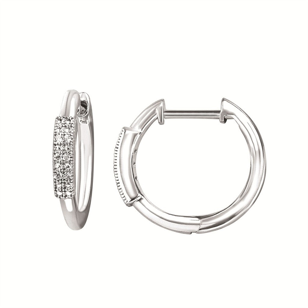 Diamond Hoop Earrings in Sterling Silver