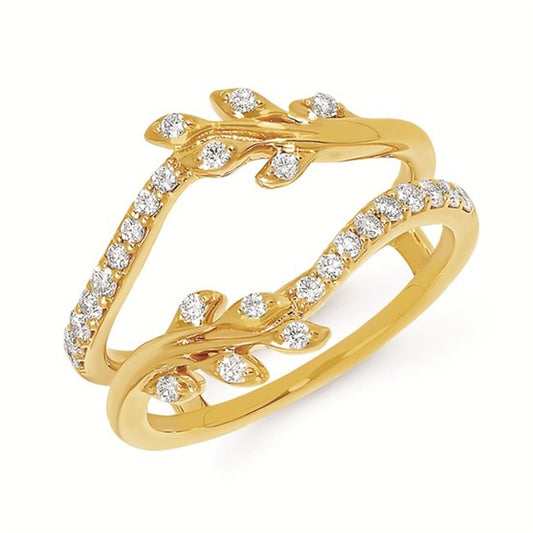 14K Yellow Gold Diamond Bridal Insert with Asymmetrical Leaf Design | Parker Jewelers Carlisle