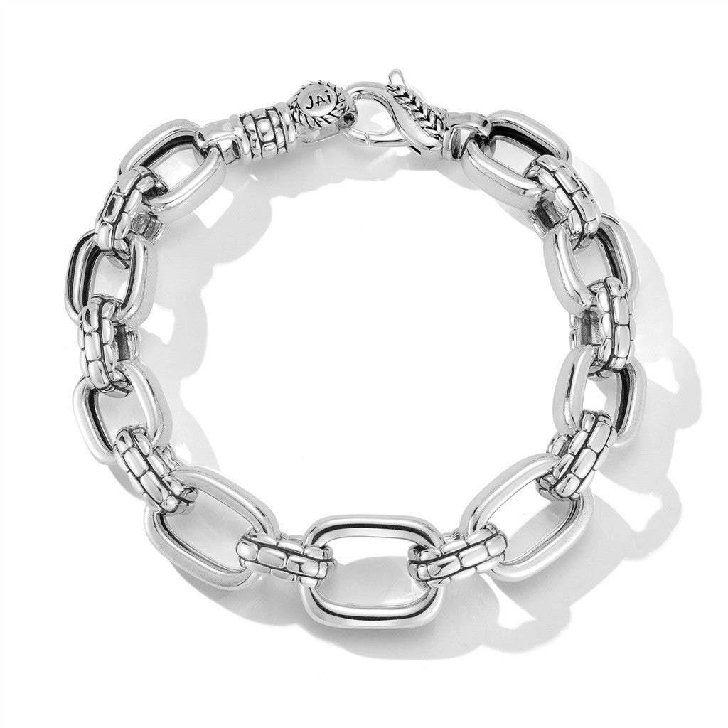 JAI Sterling Silver Statement Link & Box Chain Tex | Silver Bracelets