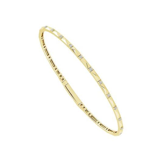 14K Yellow Gold Pyramid Link Diamond Flexie Bangle